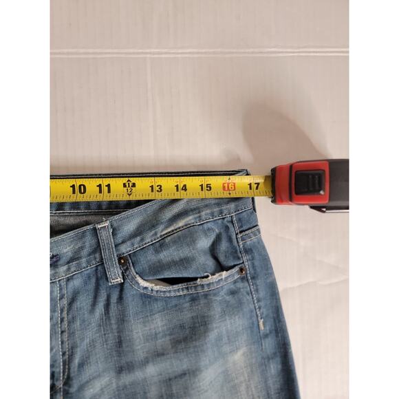 7 Seven For All Mankind Dojo Flare Jeans 32 X 30 White Embroidery Y2K 90s USA - Picture 10 of 15